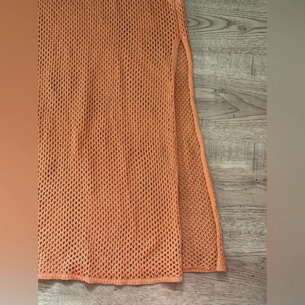 Emory Park NWT Open Knit Midi Skirt Size Small Side Slit Boho Beachy - Picture 6 of 6